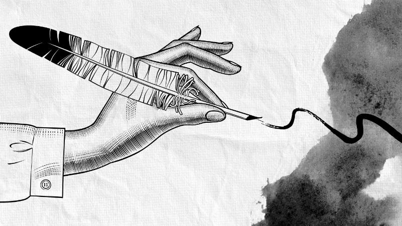 Portrait détaillé des quatre grandes figures du Siècle des Lumières en littérature : Voltaire, Rousseau, Diderot, Montesquieu, chacun dans son élément typique.